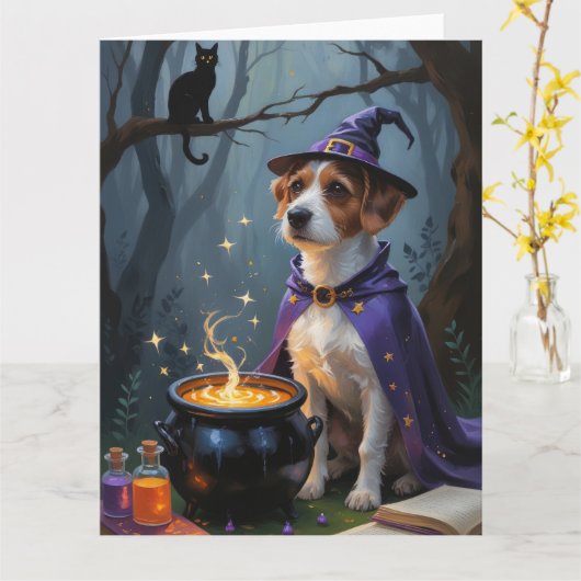 Carte Halloween lunaire de Chesapeake Bay Terrier (Fleur jaune)