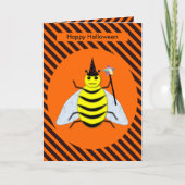 Carte Halloween Magic Bee Witch Orange et Black Stripes (Devant)