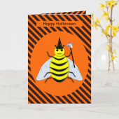 Carte Halloween Magic Bee Witch Orange et Black Stripes (Fleur jaune)