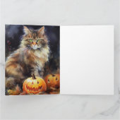 Carte Halloween Maine Coon Chat Avec Crainte Citrouille (Intérieur)