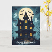 Carte Halloween Maison éffrayante (Fleur jaune)