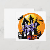 Carte Halloween Maison Hantée à éffrayant temps (Devant / Derrière)