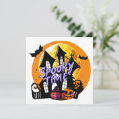Carte Halloween Maison Hantée à éffrayant temps (Debout devant)