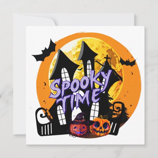 Carte Halloween Maison Hantée à éffrayant temps (Devant)