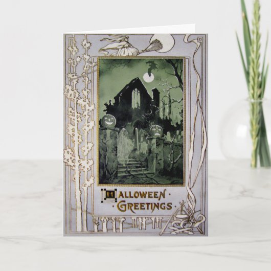 Carte Halloween Maison vintage (Devant)