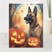 Carte Halloween Malinois Belge Avec Des Citrouilles Effr (Devant)