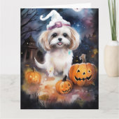 Carte Halloween Malti Tzu Avec Peur Citrouille (Devant)