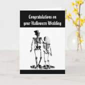 Carte Halloween Mariage Skeleton Couple Félicitations (Fleur jaune)