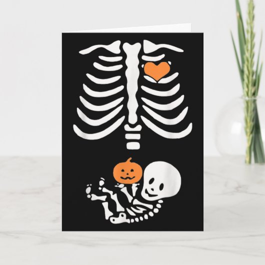Carte Halloween Maternity Skeleton Baby Heart Pregnancy (Devant)