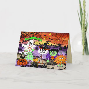 Carte Halloween Mignons Enfants qui Demandent des Friand