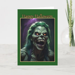 Carte Halloween Monster Serpent Vert