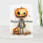 Carte Halloween mystérieux et heureux Citrouille (Devant)
