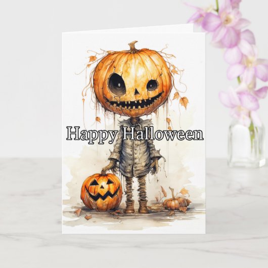 Carte Halloween mystérieux et heureux Citrouille (Orchidée)
