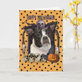Carte Halloween Nightmare - Boston & Rat Terrier - Jazy (Fleur jaune)