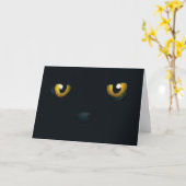 Carte Halloween noir chat (Fleur jaune)