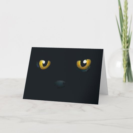 Carte Halloween noir chat (Devant)