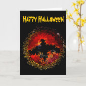 Carte Halloween noir éffrayant (Fleur jaune)