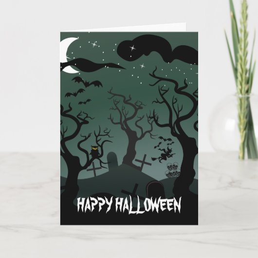Carte Halloween noir et gris (Devant)
