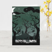 Carte Halloween noir et gris (Fleur jaune)