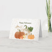 Carte Halloween Orange Citrouille Gold Floral (Devant)