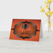 Carte Halloween orange jack olantern (Fleur jaune)