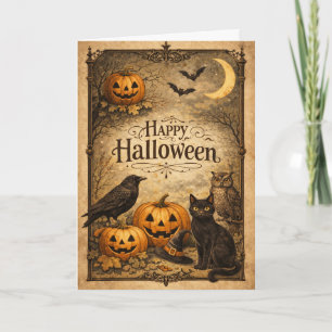 Carte Halloween Orné Vintage