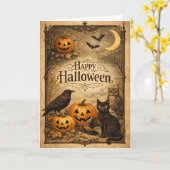 Carte Halloween Orné Vintage (Fleur jaune)