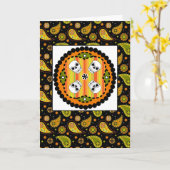 Carte Halloween Paisley (Fleur jaune)