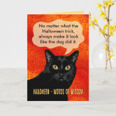 Carte Halloween Paroles de sagesse Chat (Fleur jaune)