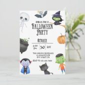 CARTE HALLOWEEN PARTY, KIDS HALLOWEEN, COSTUME PARTY (Debout devant)