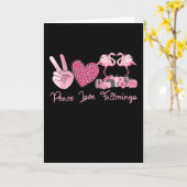 Carte Halloween Peace Love Fallmingo Flamingo Pumpkin (Fleur jaune)