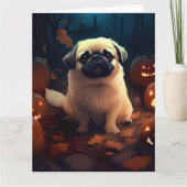 Carte Halloween Pekingese Avec Peur Citrouille (Devant)