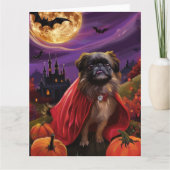 Carte Halloween Pekingese Vampire Citrouilles effroi (Devant)