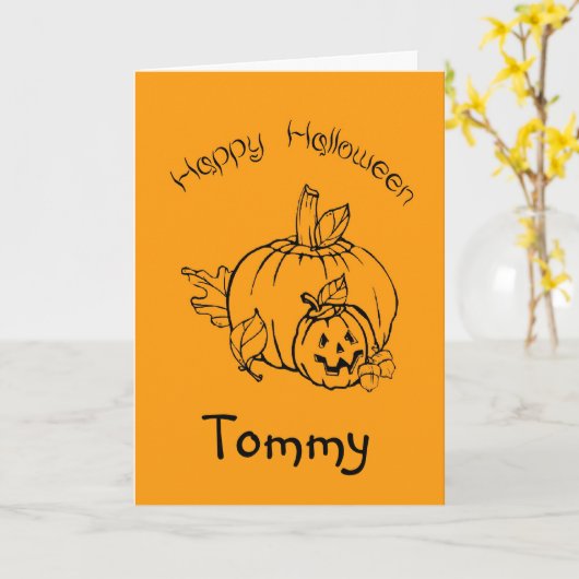 Carte Halloween personnalisée avec Citrouilles (Fleur jaune)