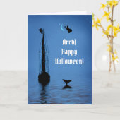 Carte Halloween Pirate et sorcière mer marine (Fleur jaune)