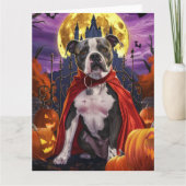 Carte Halloween Pitbull Vampire Citrouilles Épouvantable (Devant)