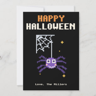 Carte Halloween Pixel Art d'Araignée Mignonne