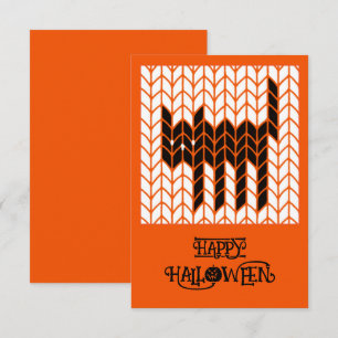 CARTE Halloween plate 3x5 CHAT NOIR TRICOT II
