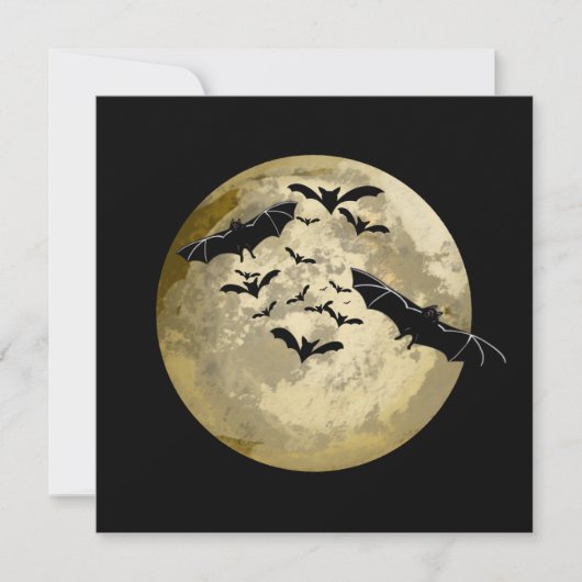 Carte Halloween Pleine lune De Récolte Et Bateaux De Vol (Devant)