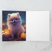 Carte Halloween Poméranien Avec La Peur Citrouille (Intérieur)