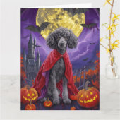 Carte Halloween Poodle Vampire Citrouilles peur (Fleur jaune)