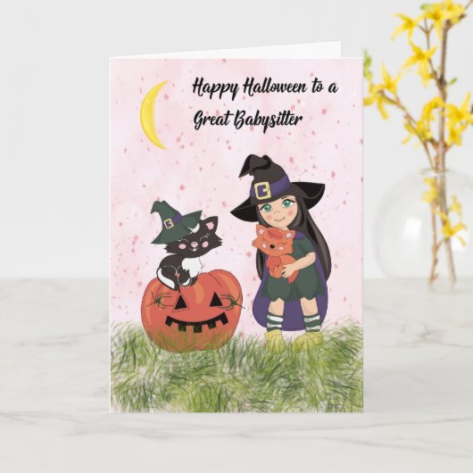 Carte Halloween pour Babysitter (Fleur jaune)