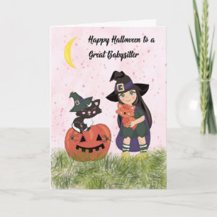 Carte Halloween pour Babysitter