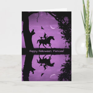 Carte Halloween pour la fiancée sorcière et licorne