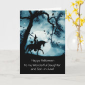 Carte Halloween pour la sorcière fille et gendre (Fleur jaune)