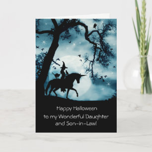 Carte Halloween pour la sorcière fille et gendre