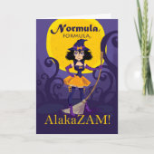 Carte Halloween pour mari, sorcière mignonne avec sort (Devant)