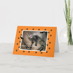 Carte Halloween pour papa Scaredy Chat Bats