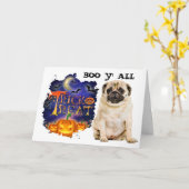 Carte Halloween Pug effrayant (Fleur jaune)