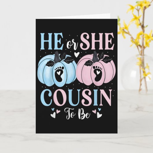 Carte Halloween Pumpkin Gender Reveal He Or She Cousin T (Fleur jaune)